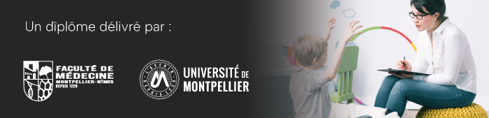 Vignette du DU « Accompagnement des troubles du neuro-développement » avec logos de la Faculté de Médecine Montpellier-Nîmes et de l’Université de Montpellier