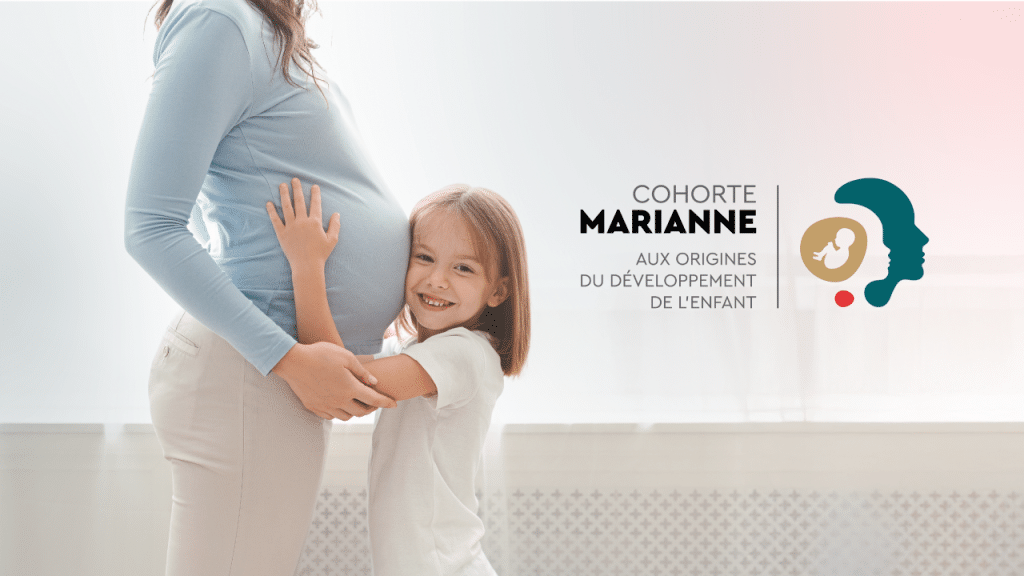 Illustration d'une femme enceinte et sa fille dans le cadre de la cohorte MARIANNE