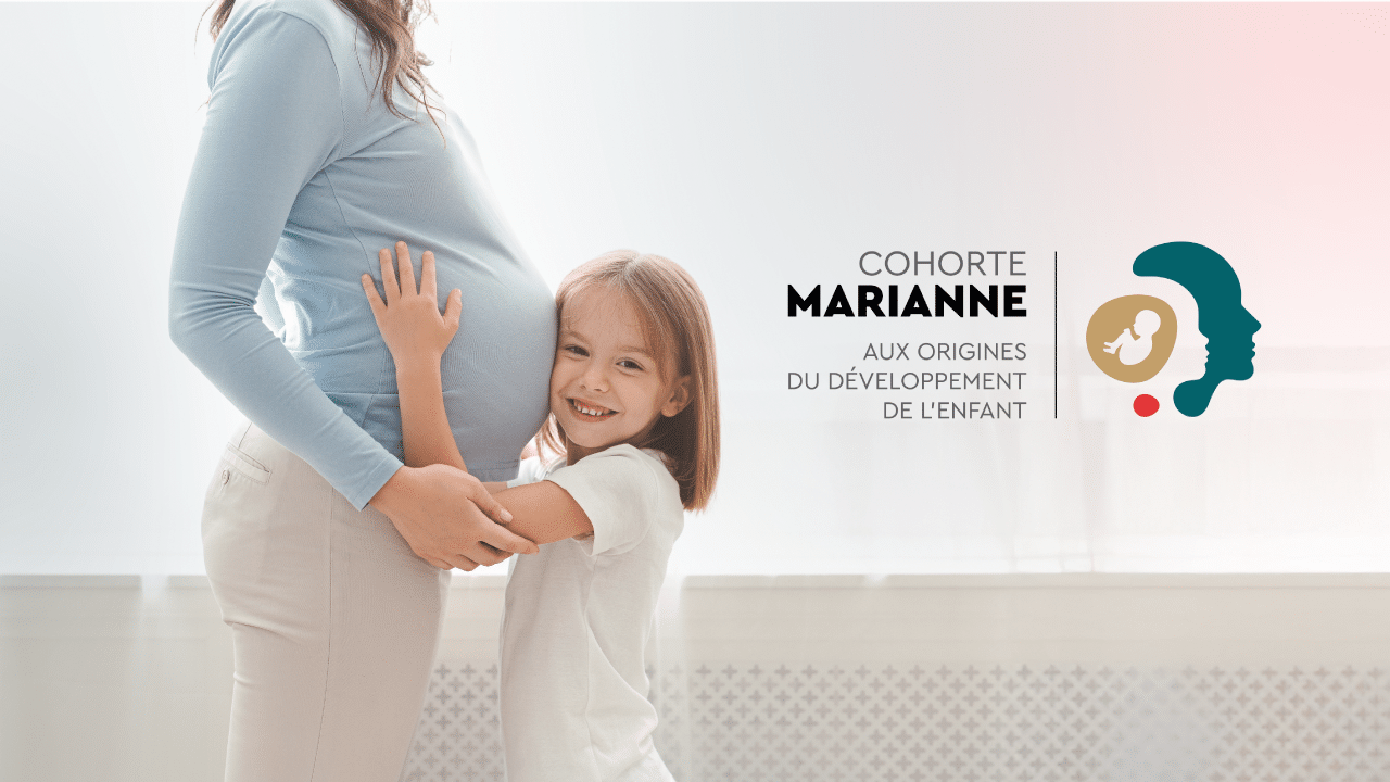 Illustration d'une femme enceinte et sa fille dans le cadre de la cohorte MARIANNE