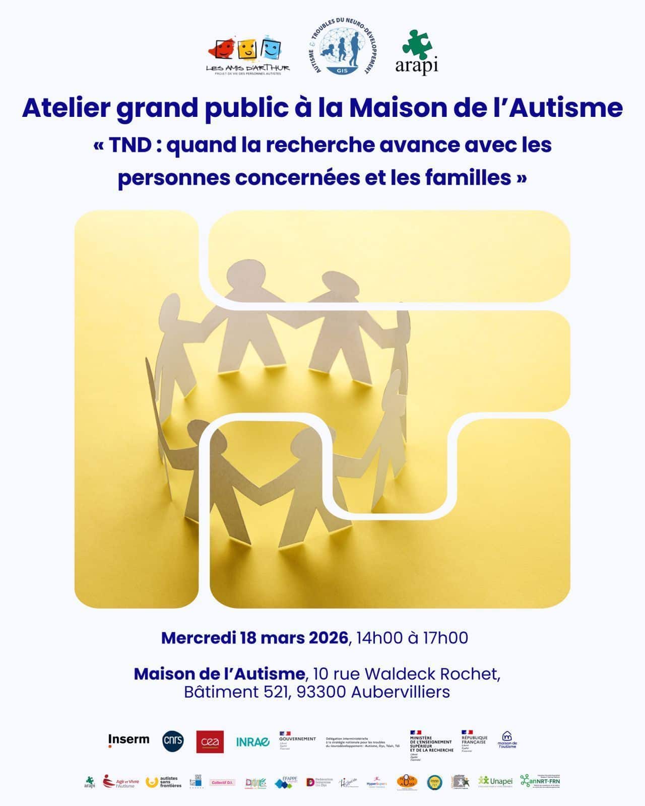Visuel Atelier grand public a la Maison de l'Autisme